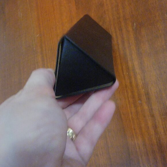 Kirkland Signature Eyeglasses Case Semi Hard Shell Collapsible Leather Triangle - Picture 5 of 8